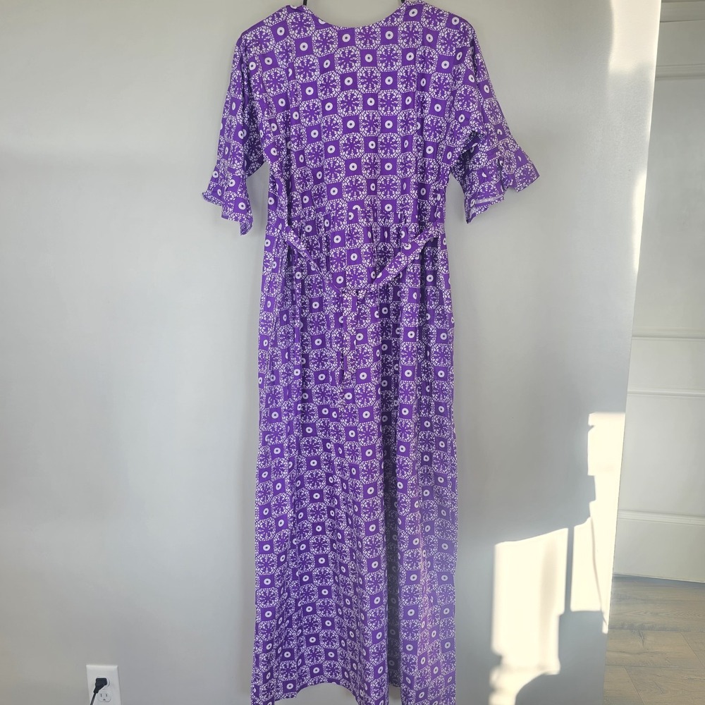 Women's Summer Printed Sz.S/M Vacation Bohemian Long Dress Purple.E183 - Picture 5 of 10